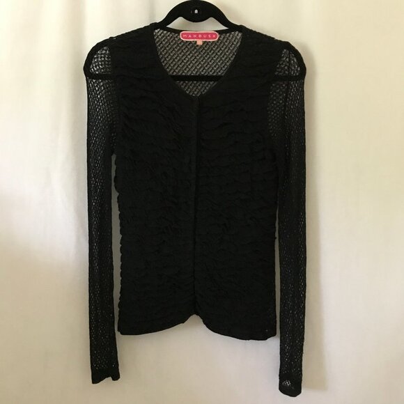 Manoush Black Cardigan with Netted Sleeves & Back - Picture 4 of 6